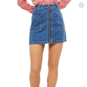 Topshop Denim Zip Skirt
